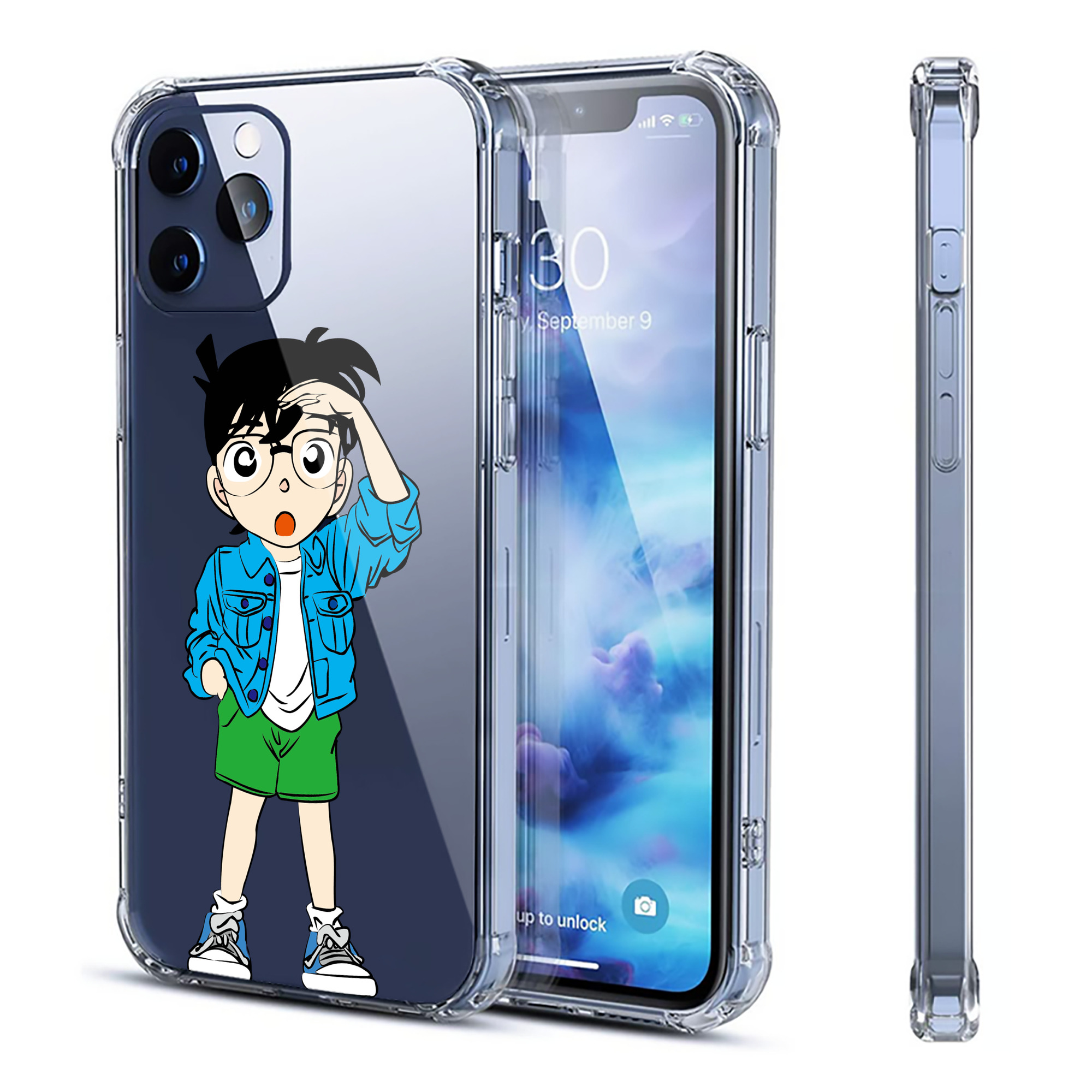 （画像用） 名探偵コナン 江戸川 コナン Detective Conan Conan Edogawa 【iPhone 12シリーズ対応】透明スマホケース（クリアソフトケース）